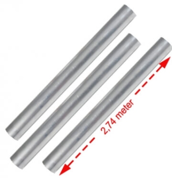 3x Alukerne / Aluminiumrohre 2,74 meter (für Hintergrundkarton 2,72x11 / 2,75x11 meter)