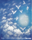 3 x 6 m handgemalter Baumwollhintergrund Wolken (Nr. 14-102)