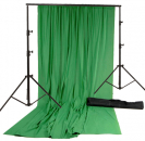 Fotostudiohintergrundset Chromakey Green (Stoffhintergrund 2,9x5m, grün &  Falcon Eyes Hintergrund System B-7810)